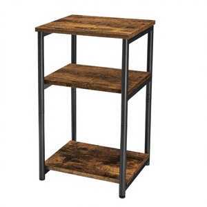 Vintage 3-Tier Nightstand Bedside <b>Table</b> Wooden Storage Shelf with Sturdy Metal Frame for Bedroom <b>Space</b> <b>Saving</b> - Product Image 2