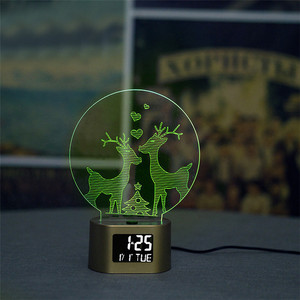 Sáng Tạo 3D Illusion Anime Đồng Hồ Báo Thức Hình Dạng Giáng Sinh Trang Trí USB Ánh Sáng Ban Đêm LED - Product Image 5