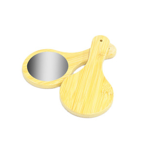 Miroir à main en bambou, miroir de maquillage pour salon de beauté, grande taille, portable, miroir de maquillage avec logo personnalisable, design de haute qualité. - Product Image 2