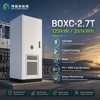 Armoire de stockage d'énergie LiFePO4 261 kWh 125 kW à refroidissement liquide avec BMS intelligent, intégration éolienne-solaire, gestion du pic de consommation, hybride/sur réseau/hors réseau