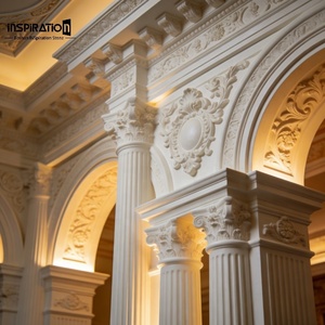 Columna Decorativa <span class=keywords><strong>de</strong></span> GRG con Ranuras y Base <span class=keywords><strong>de</strong></span> Capitel que Transforma una Pared Sencilla en una Colonnada Clásica, Columna Acanalada <span class=keywords><strong>de</strong></span> GRG - Product Image 1