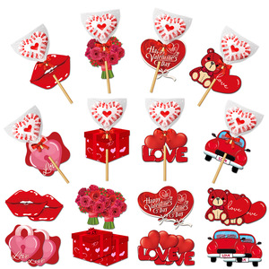 DAMAI Valentine's Day Party Supplies <b>Paper</b> Topper <b>Red</b> Heart-shaped Decoration for Women and Girls - Product Image 2