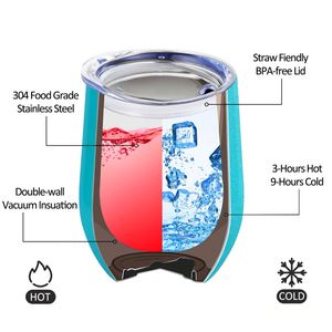 Gobelet isotherme en acier inoxydable de 12 oz avec logo personnalisé, forme d'œuf, pour café, vin, avec couvercle - Product Image 2