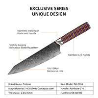Couteau de Chef Gyuto en Acier Damas de 8 Pouces avec Manche G10 Arc-en-ciel pour Cadeau de Cuisine
