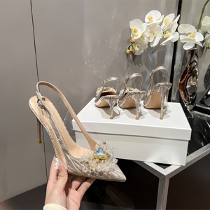 Sandales à Talons Aiguilles de 6cm/8cm/10cm pour Femme, Bout Pointu avec Perles Scintillantes à Enfiler, Chaussures de Soirée Sexy pour Mariage - Product Image 3
