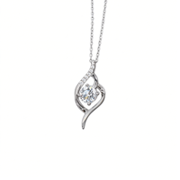 Collier Pendentif Classique pour Femme en Argent 925 Plaqué Rhodium avec Diamant Taille Ronde Brillante Sertissage Griffe Design Goutte d'Eau Chaîne à Maillons