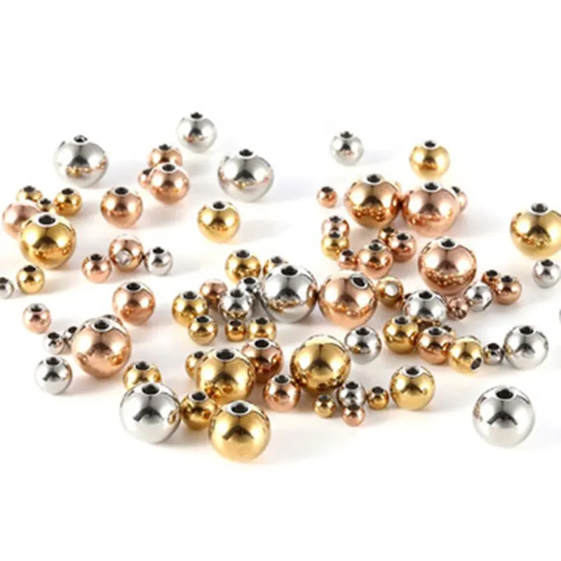 Stainless Steel Smooth Round Spacer Beads Craft Jewelry Findings Loose Beads for DIY Jewelry Making