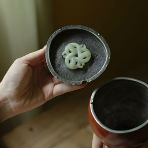Bol à eau en étain pur en forme de gourde, ustensile de cérémonie du thé, objet de collection vintage, fabriqué au Zhejiang - Product Image 3