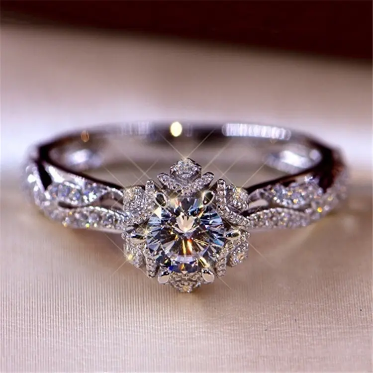 보석 제조 업체 여성 실버 925 반지 큐빅 지르코니아 다이아몬드 약혼 실버 손가락 반지