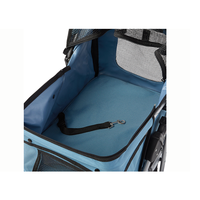 Poussette pour animaux de compagnie compacte, pliable, écologique, portable, avec cadre en acier, confortable, tissu réglable et lavable, roues à 360°, fermeture éclair