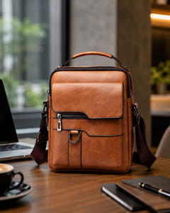 Bolso Bandolera de Piel Sintética Impermeable para Hombre, Estilo Vintage, Casual, para Negocios, con Logotipo Personalizado, OEM, ODM, Venta al Por Mayor - Product Image 4