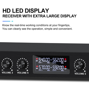 Micrófono inalámbrico profesional DF208 UHF de 8 canales para puesta en escena, diadema, micrófono de mano - Product Image 3