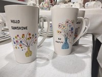 Seramik Kemik Çini Baskılı Kupalar Uzun 500ml Okula Dönüş Çay Kahve Süt Su Bardağı Mutlu Olun