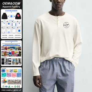 Camisas de Manga Larga para Hombre, Nueva Llegada, 100% Algodón, Corte Holgado, Tres Botones, Estampado Personalizado, Color Sólido - Product Image 1