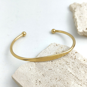 Luxury Geometric Open-Design Gold Plated Stainless Steel Cuffs Fashionable Trendy Unisex Office Anniversary Gifting <b>Bangles</b> - Product Image 5