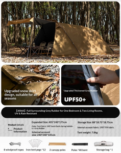 Carpa de Camping Chujing Oxford de Doble Capa para las Cuatro Estaciones, 1-2 Habitaciones, Recubrimiento Negro con Protección UV, <span class=keywords><strong>Impermeable</strong></span> 2000-3000mm, <span class=keywords><strong>Plegable</strong></span> - Product Image 4