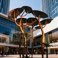 Sculptures peintes personnalisables de style abstrait moderne pour la décoration de rues commerciales, série de feuilles creuses en acier inoxydable
