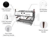 Mesin Kopi Stainless Steel 2 Grup Pompa Rotary Italia Mesin Espresso Manual Dengan Sistem Pembuatan Kopi Elektrik 9 bar