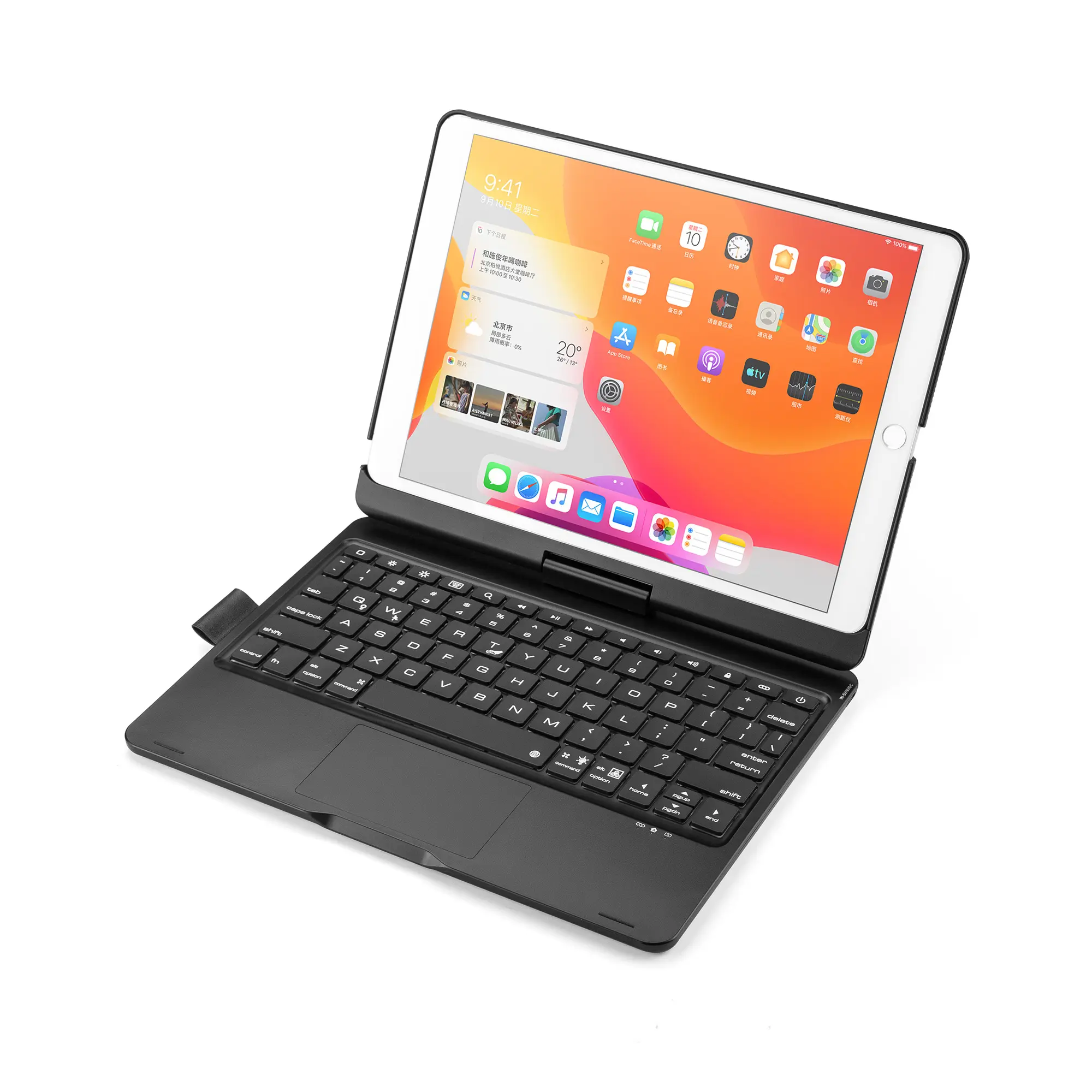 Factory new 360-degree rotating Blue tooth keyboard for iPad 10.2/10.5 inch with touchpad backlight