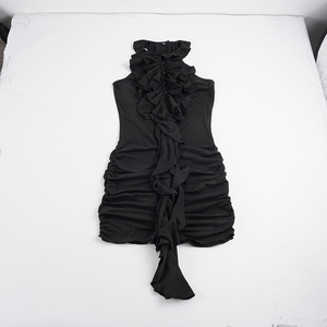 Elegante Vestido de Color Sólido con Volantes y Aberturas – Ropa Casual Sofisticada y Chic para Mujer para Fiestas - Product Image 2