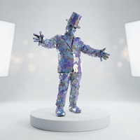 Costume de scène élégant pour homme, style minorité chinoise, avec miroir holographique, chapeau haut de forme, en coton irisé, pour DJ, spectacle et fête