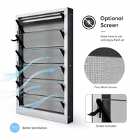 Ventana de Aluminio con Persianas Ajustables Horizontales, Contraventanas de Vidrio, Mosquitera Templada para Exteriores, Hoteles y Baños