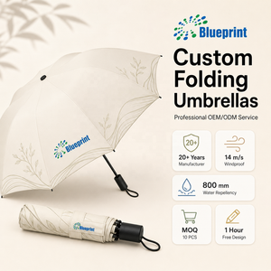 Parapluie pliant compact personnalisé avec logo, ouverture automatique ou manuelle, UPF50+, résistant au vent 10 m/s, hydrofuge 800 mm - Product Image 1
