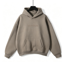 Sweat à capuche épais coupe classique avec poches, épaules tombantes, en molleton, broderie personnalisée 3D, pour homme
