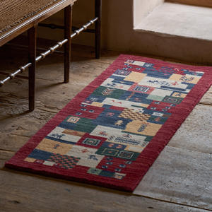 Alfombra de Lana Rectangular Vintage Chic con Parches, Antideslizante, Tejida a Mano y a Máquina, Limpieza Localizada, Aspirable, Geométrica Abstracta - Product Image 3