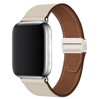 Correa de Reloj Deportiva de Cuero Genuino al por Mayor con Hebilla Magnética de Lujo, Transpirable para Reloj 10 de 45 mm para Hombre y Mujer