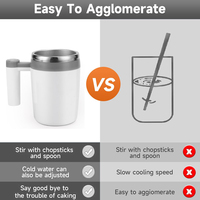 Tasse mélangeuse automatique rechargeable en acier inoxydable de 13 oz avec barre d'auto-mélange pour café