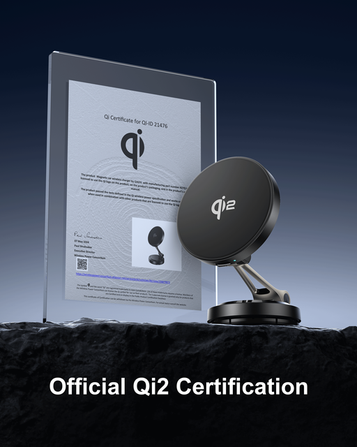 QI2 Certified 15W Magnetic Wireless Fast Charger with 3M Glue Stand Portable & Compact Design for Home Gym Car Use