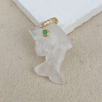 Pendentif Dauphin en Pierre Naturelle, Charme Poisson Mignon Œil de Tigre et Quartz Rose, Animal Marin Percé, Plaqué Or 18K pour la Fabrication de Bijoux