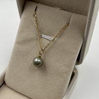Haute qualité nouvelle mode acier inoxydable pvd plaqué or vert perle pendentif colliers, 100% collier pendentif perle d'eau douce