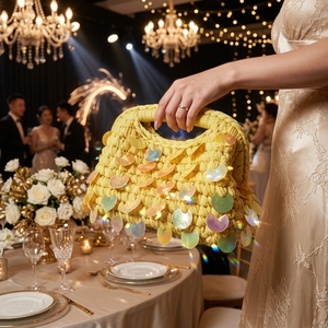 Sac de soirée de luxe fait main en crochet à sequins, pochette de <span class=keywords><strong>mariage</strong></span> scintillante pour femme - Sac à main de fête élégant et chatoyant & Pochette de créateur - Product Image 4