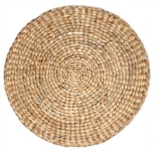 Set de table rond en jacinthe d'eau tressée, design vintage, décoration bohème, isolation thermique, anti-brûlure, taille personnalisée - Product Image 1