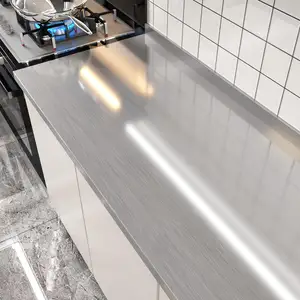 Papel de parede à prova d'água Oron, descasca e cola, autoadesivo, vinil, prata metálico, aço inoxidável, adesivos para cozinha