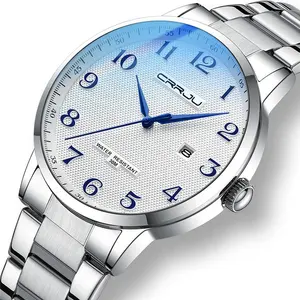 ใหม่มาถึง CRRJU 5009 แบรนด์หรูนาฬิกาข้อมือควอตซ์สแตนเลสสตีล MONTRE Homme ญี่ปุ่นนาฬิกาข้อมือผู้ชาย