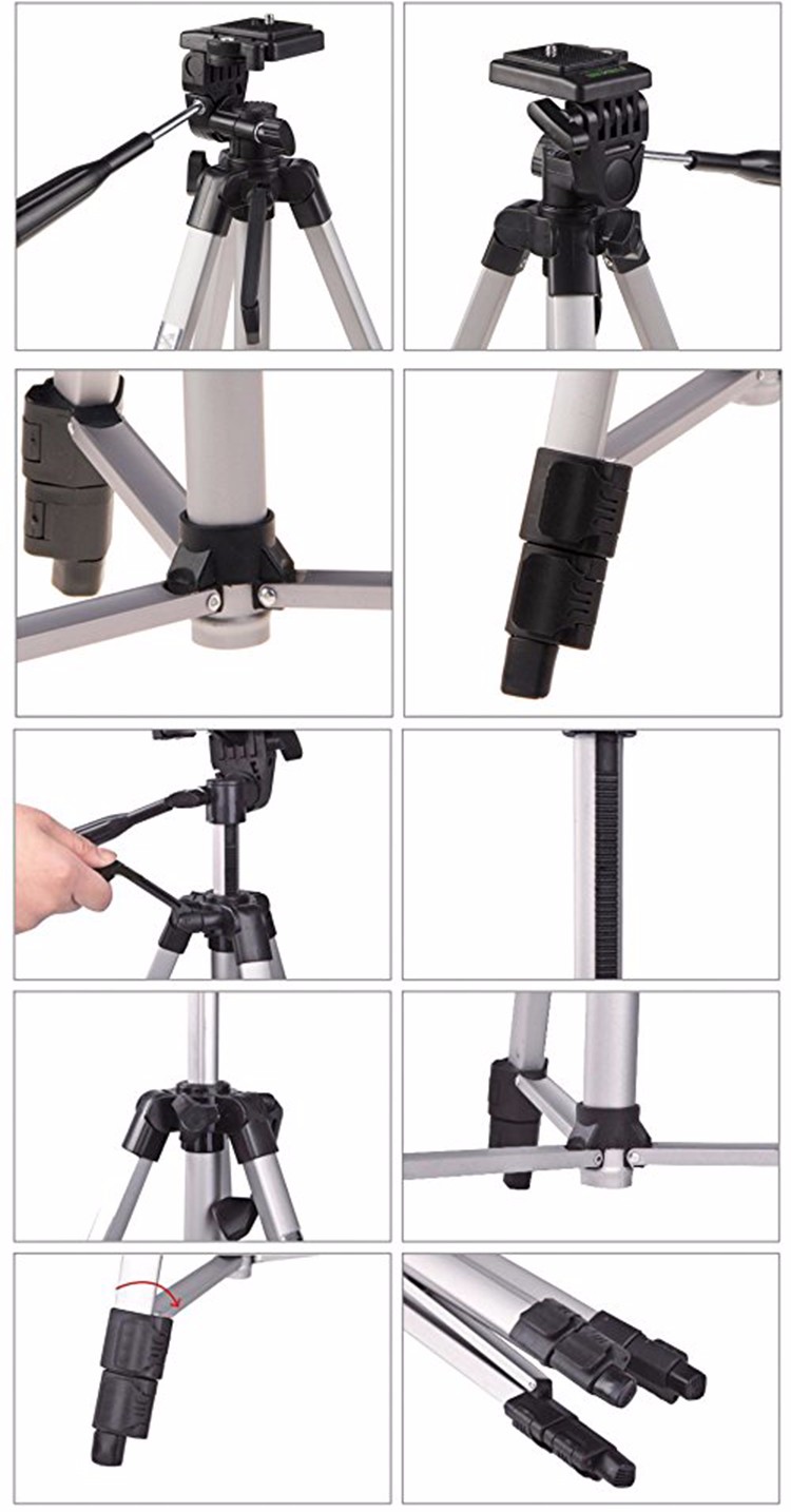 Lightweight 330A Tripod Travelling Camera Tripod Stand Aluminum Alloy with Rocker Arm DSLR Camera Fishing Lamp Ring Light Stand