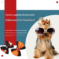 Accessoires pour animaux de compagnie pour Halloween : Nœuds papillon et bandeaux décoratifs à motifs Crâne/Fantôme/Citrouille pour chiens et chats