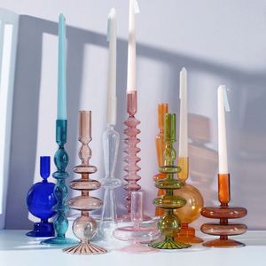 Blown Colored Candle Luxury Empty Custom Size <b>Vase</b> Borosilicate Hand Glass Candle Holder With Free Samples - Product Image 2