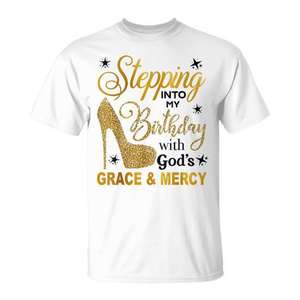 T-shirt promotionnel « Entrer dans l'anniversaire avec la grâce et la miséricorde de Dieu » - Product Image 1