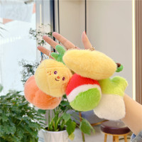 Porte-clés en peluche doux et moelleux en coton PP, motifs de fruits mignons et écologiques, multi-styles, pour cadeaux et décoration (vente en gros)