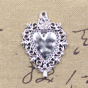 Tengkorak mahkota api hati antik logam jimat perak Tibet liontin perunggu untuk DIY perhiasan antik membuat 41x29MM paduan utama - Product Image 5