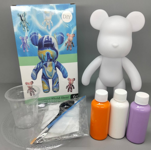 Kit DIY Ours Fluide 23 cm en Gros avec Peintures Acryliques Non Toxiques et Kits d'Outils pour <span class=keywords><strong>Peinture</strong></span> Vinyle Ours Blanc Violent - Product Image 1