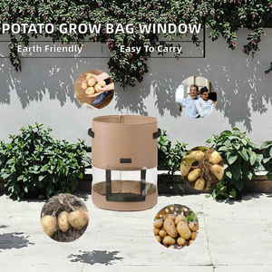 Sacs <span class=keywords><strong>de</strong></span> culture pour plantes en feutre non tissé écologiques TAK Custom Gallon avec fenêtre visible et poignées - Product Image 5