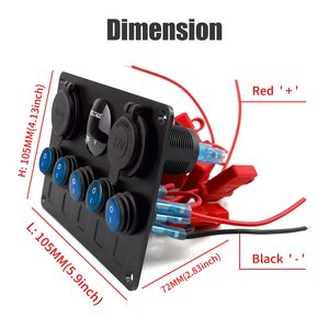 Mise à niveau du panneau d'interrupteurs à bascule 5 gangs bleu étanche pour disjoncteurs de bateaux marins Voltmètre numérique 15A Inline Fuse Truck RV - Product Image 3