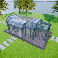Véranda en aluminium et verre sur mesure certifiée CE |   Salle en verre extérieure polygonale écologique à énergie solaire, double vitrage trempé, pour hôtel