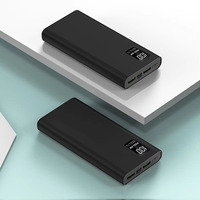 Batterie externe ultra-fine 10W à charge rapide, micro USB, Li-polymère, plastique, 10000mAh, haute capacité, double sortie USB + Type-C