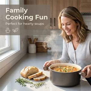 Casserole Ronde en Acier Carbone Grande Capacité 28 cm pour Usage Domestique, avec Double Anse, Idéale pour Soupes et Plats Variés - Product Image 3